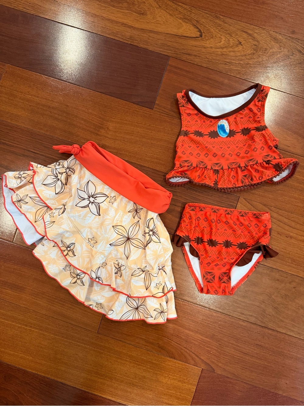 Disney Moana - Toddle Floral Two-Piece Swim Set with Skirt - Size 3